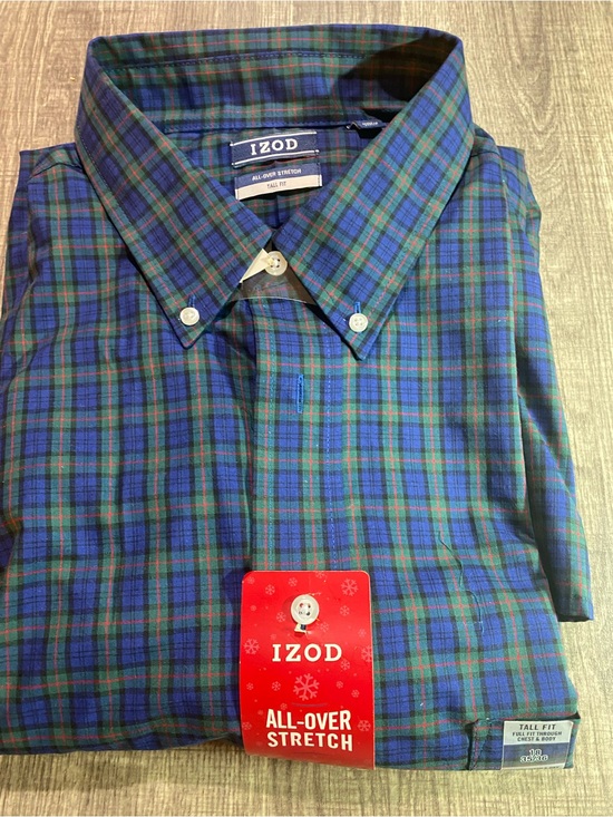 Izod Other - IZOD Men's Blue Green Plaid Button-Down Shirt 18 - 35/36